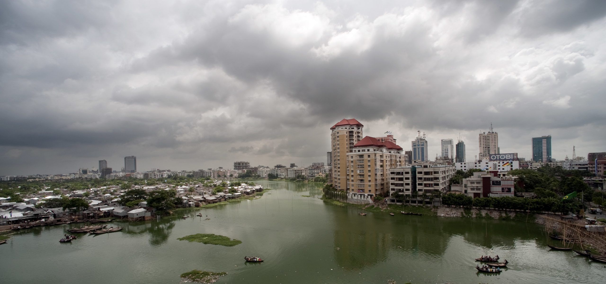 view of a city over and a body of water