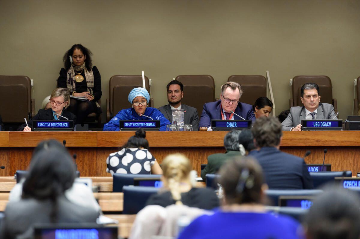 UN leaders speaking at a review