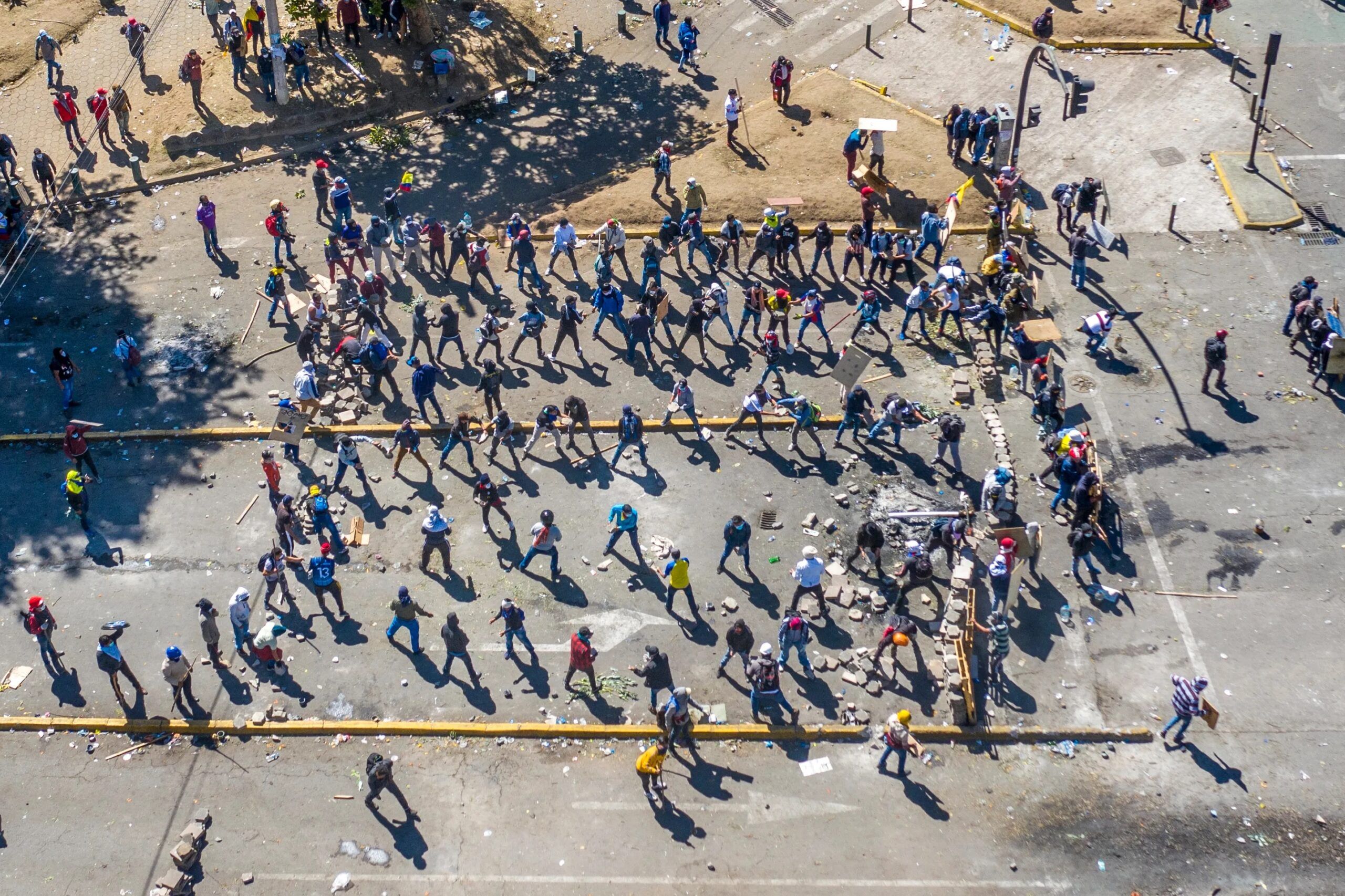 Photo of a crowd of people on the road.