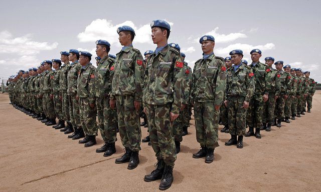 Military officers at attention in formation