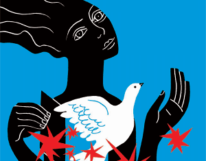 Woman with Bird & Red Stars