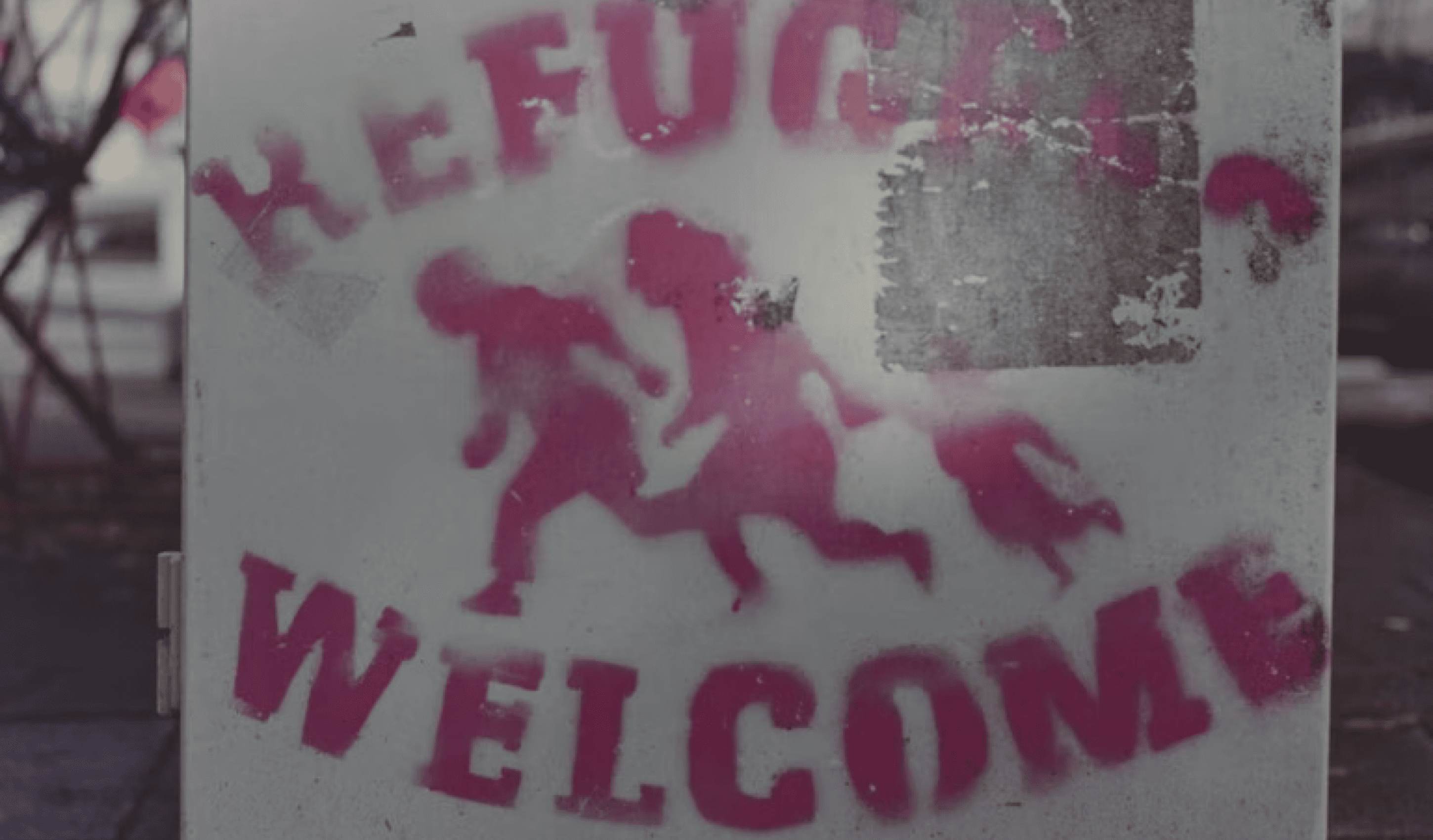 Refugees welcome sign