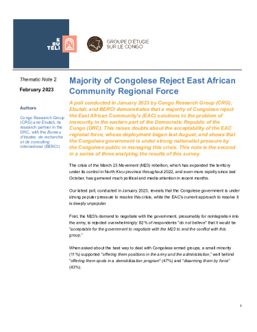 A Majority of Congolese Reject East African Community Regional Force