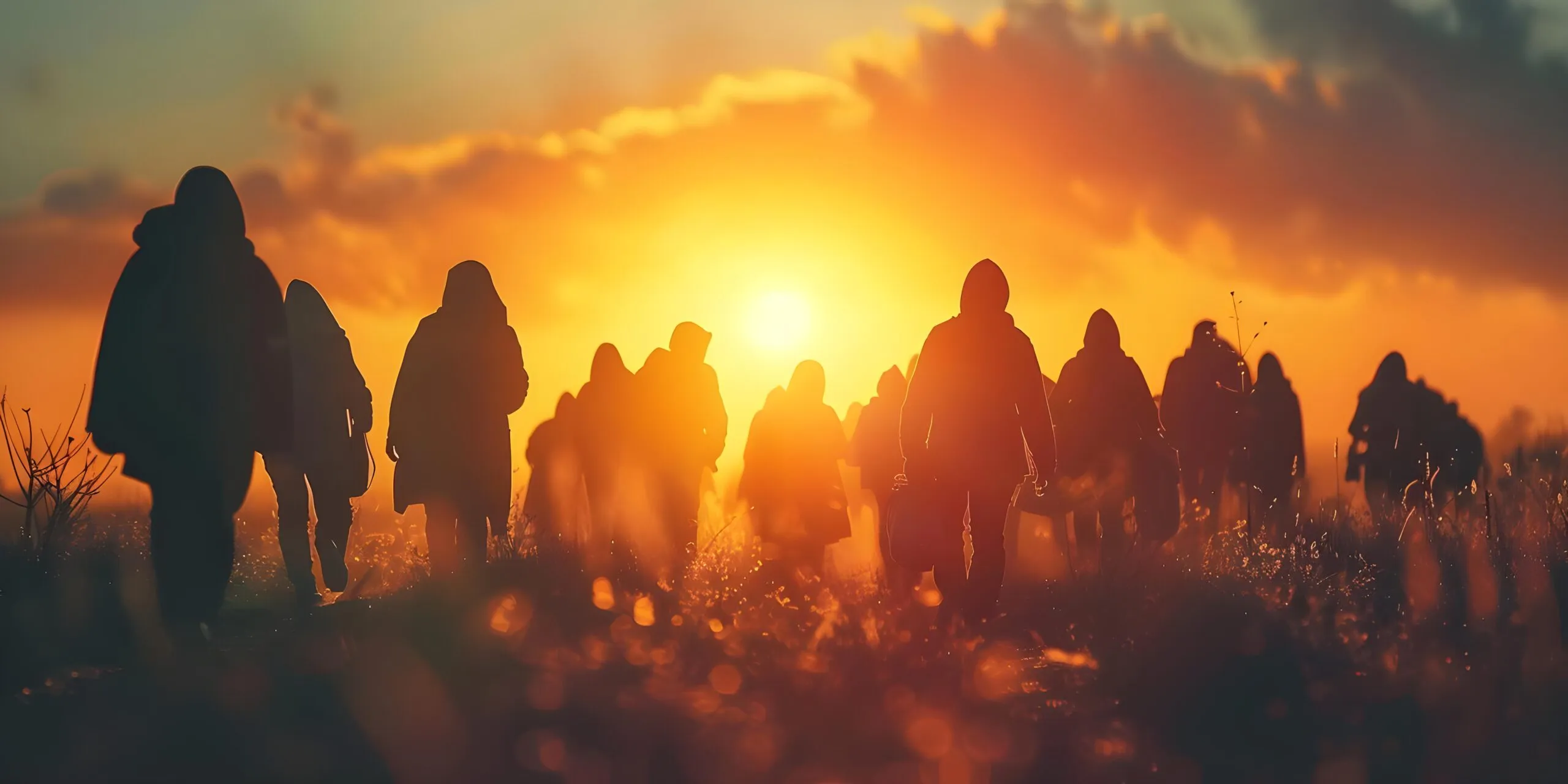 Border immigration resulting from global political conflicts, war, and climate change leading to refugee crises.