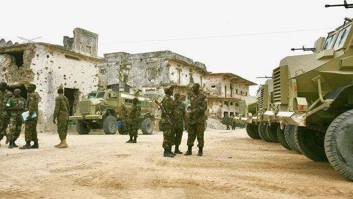 Ugandan troops of the African Union Mission to Somalia (AMISOM) during the final stages of an offensive to push al-Shabab militants out of the capital, Mogadishu.