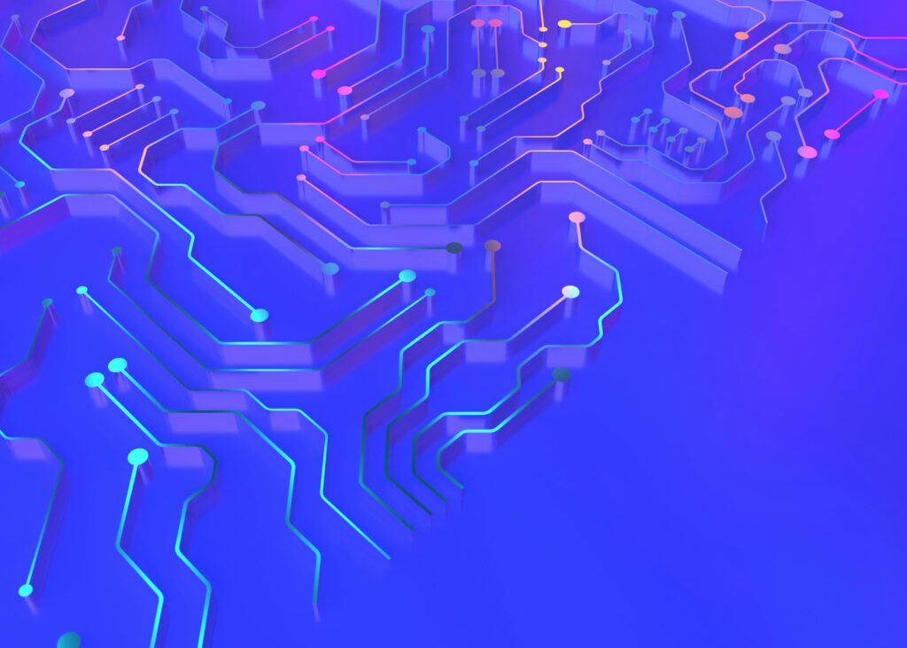Blue background with computer circuit lines