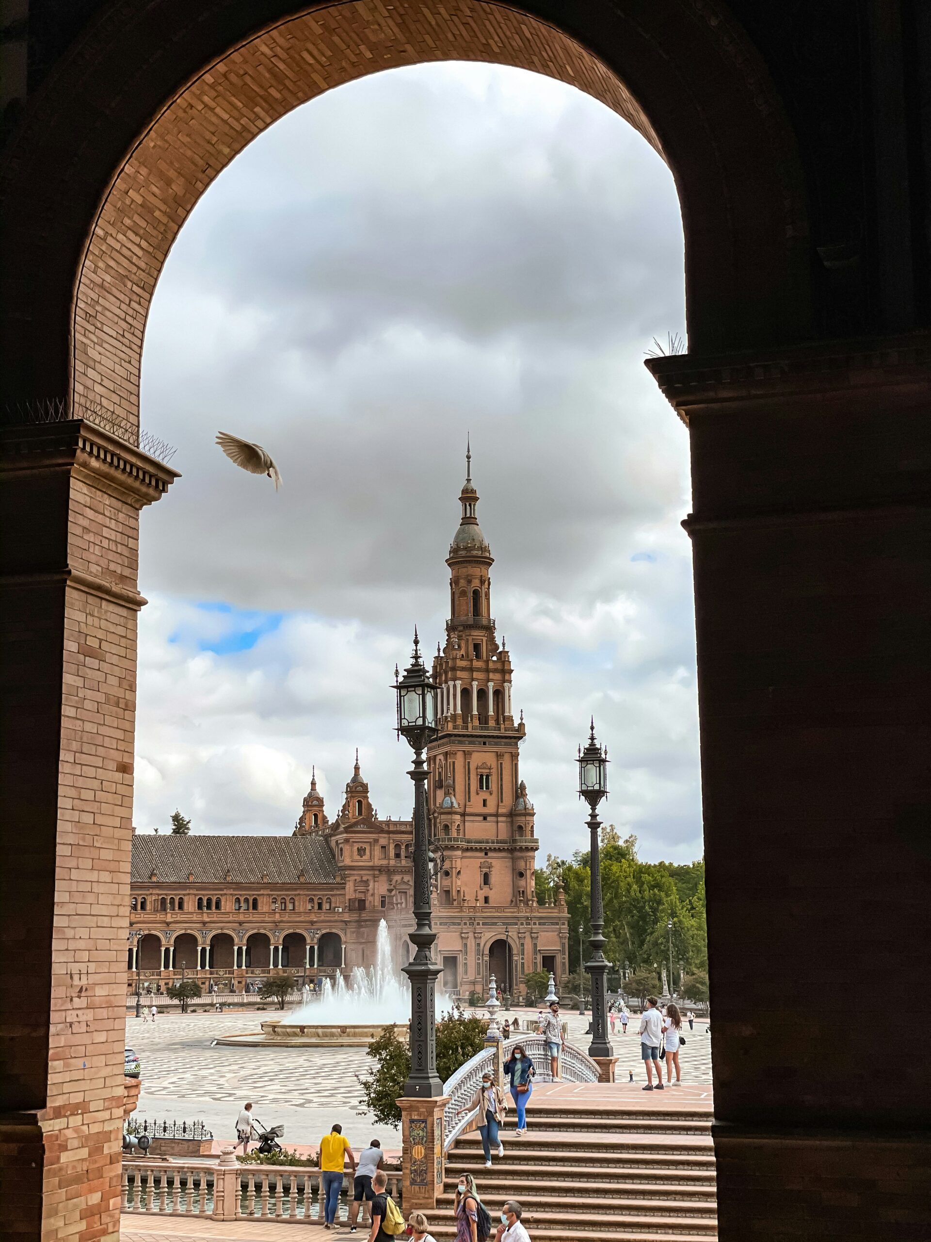 Picture of building in Seville, Spain against a cloudy day.