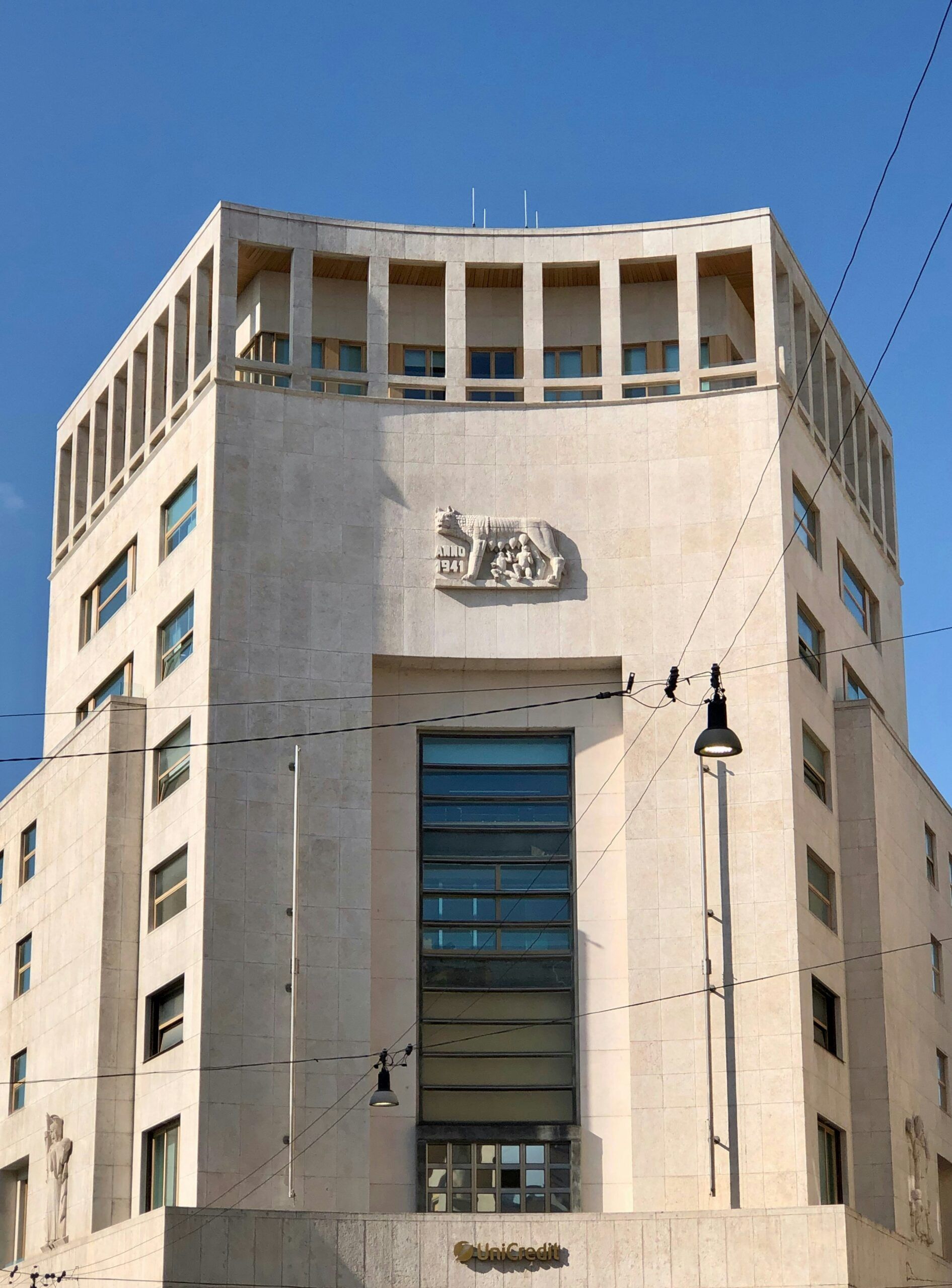 Historical majestic building of an Italian bank.