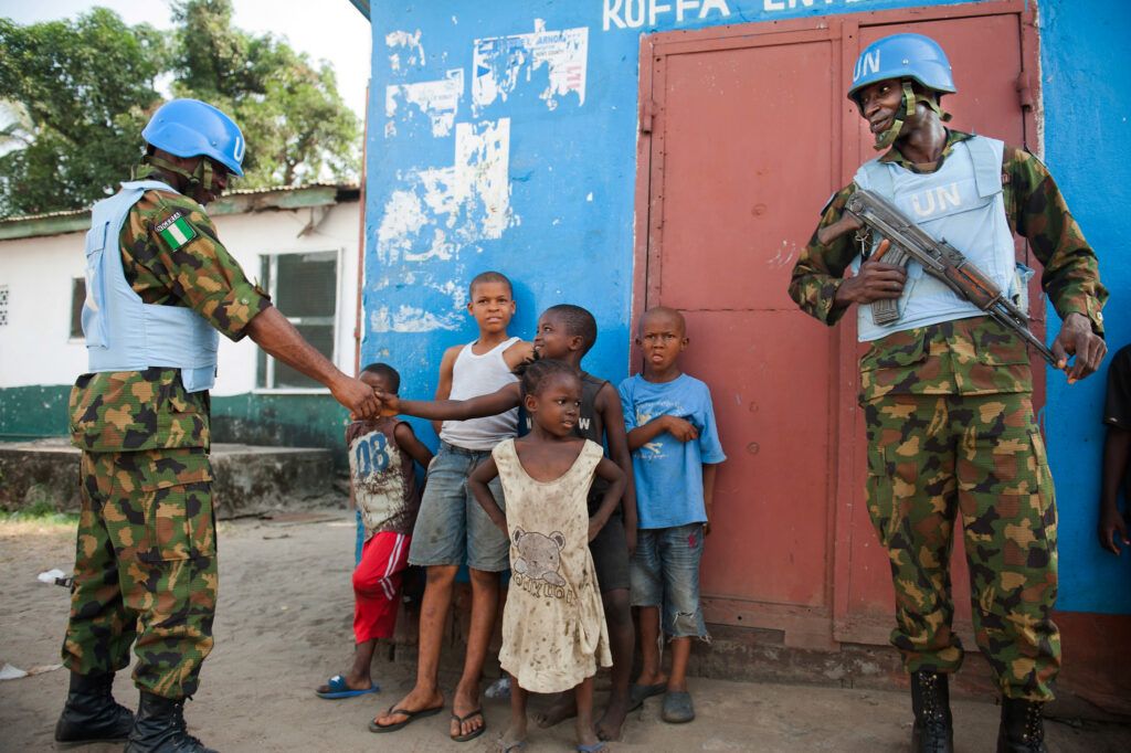Monusco Peacekeepers salute Children in Democratic Republic of Congo.