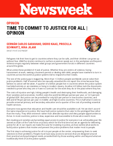 Front page of Opinion: Time to Commit to Justice for All