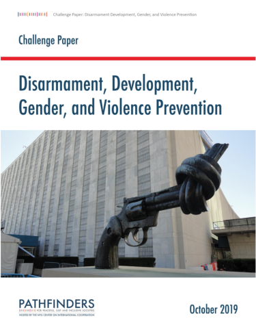 Front page of Challenge Paper: Disarmament, Development, Gender and Violence Prevention