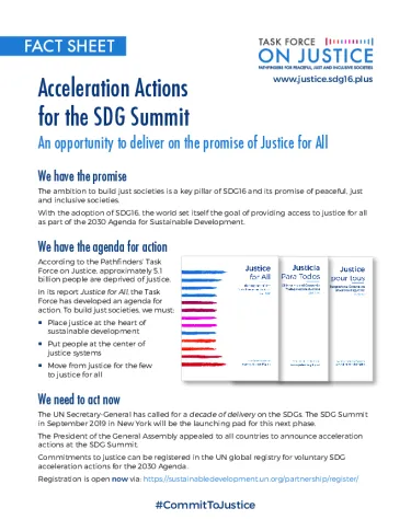 Front page of Fact Sheet: Acceleration Actions for the SDG Summit (2020)