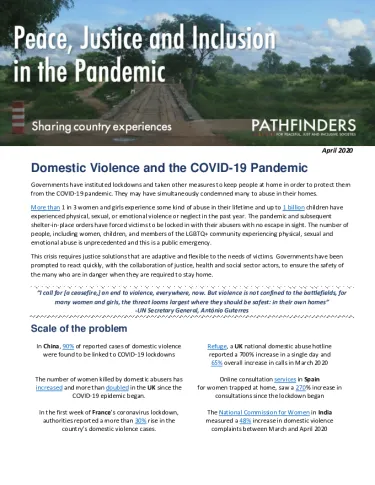 Front page of Domestic Violence and the COVID-19 Pandemic