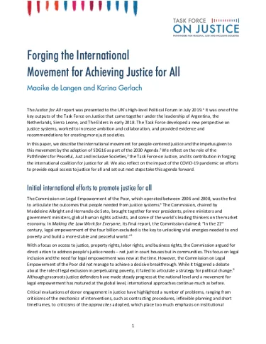 Front page of Forging the International Movement for Achieving Justice for All