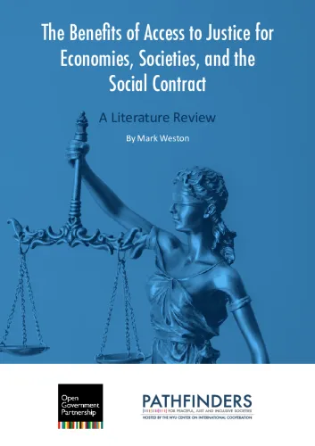 Front page of The Benefits of Access to Justice for Economies, Societies, and the Social Contract