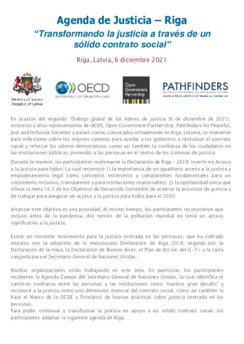 Front page of Agenda de Justicia: Riga