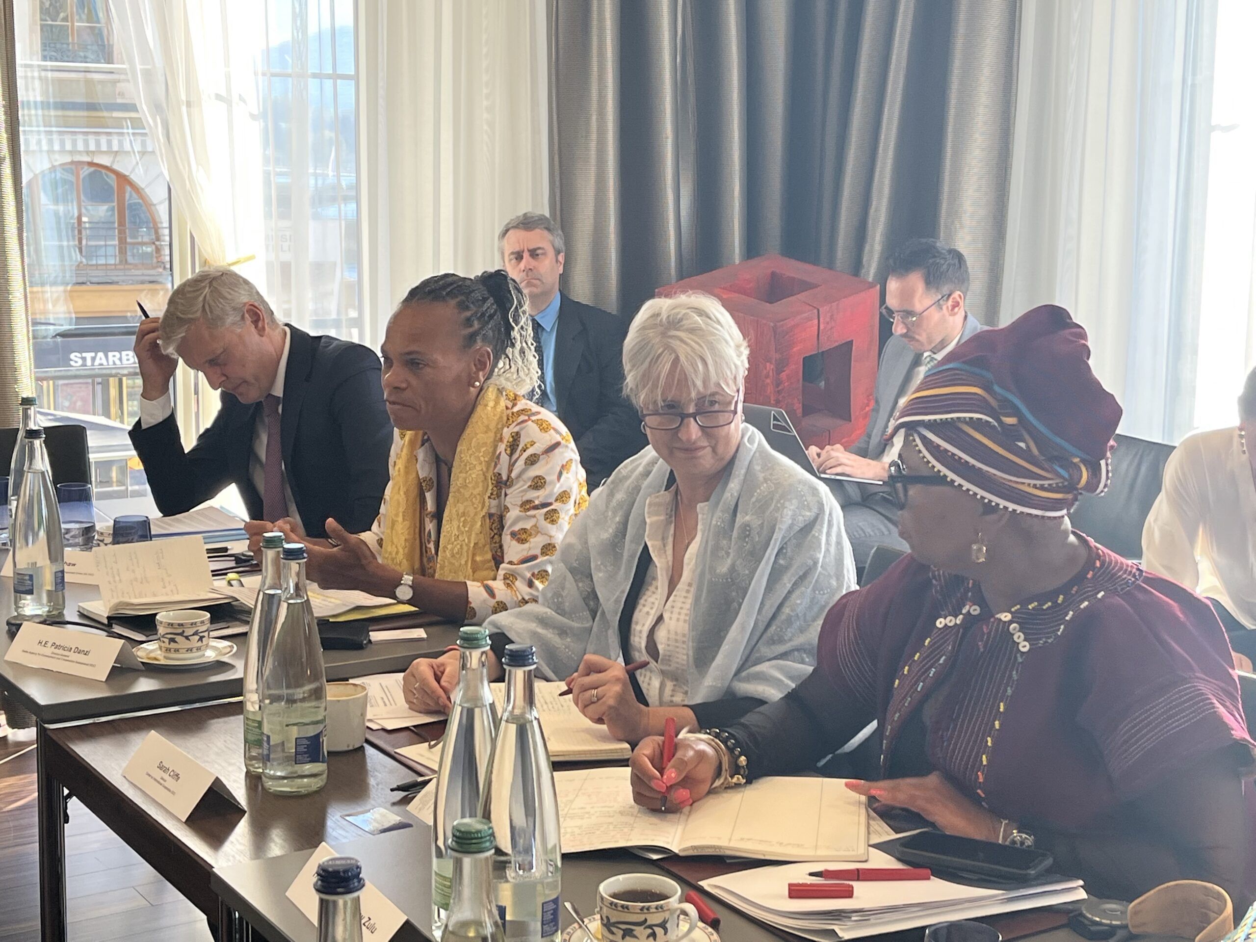 Pictured (left to right): Mark Shaw, Director of GI-TOC; H.E. Patricia Danzi, Director-General of the Swiss Agency for Development and Cooperation; Sarah Cliffe, Director of the Center on International Cooperation; H.E. Lindiwe Zulu, Minister of Social Development of South Africa.