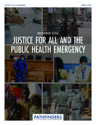 Front page of Justice in a Pandemic, Briefing One: Justice for All and the Public Health Emergency