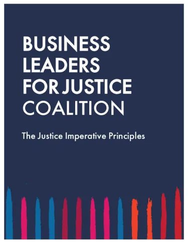 Front page of Business Leaders for Justice Coalition: The Justice Imperative Principles