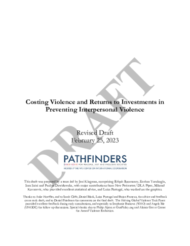 Front page of Costing Violence and Returns to Investments in Preventing Interpersonal Violence