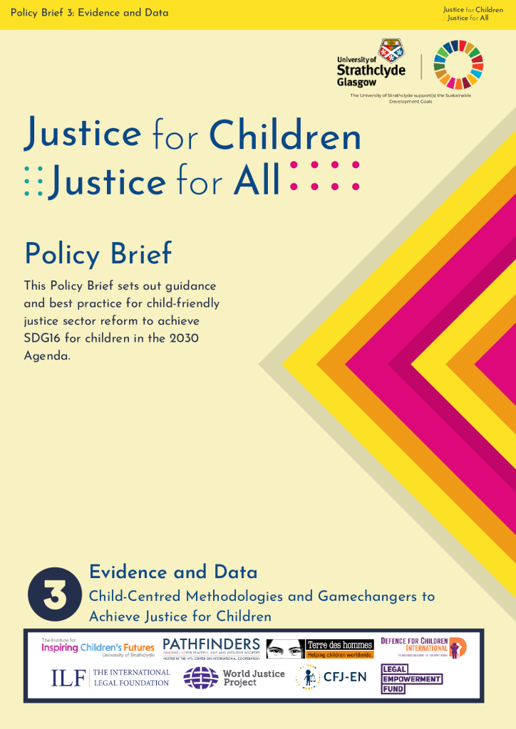 Front page of Justice for Children Policy Brief: Evidence & Data