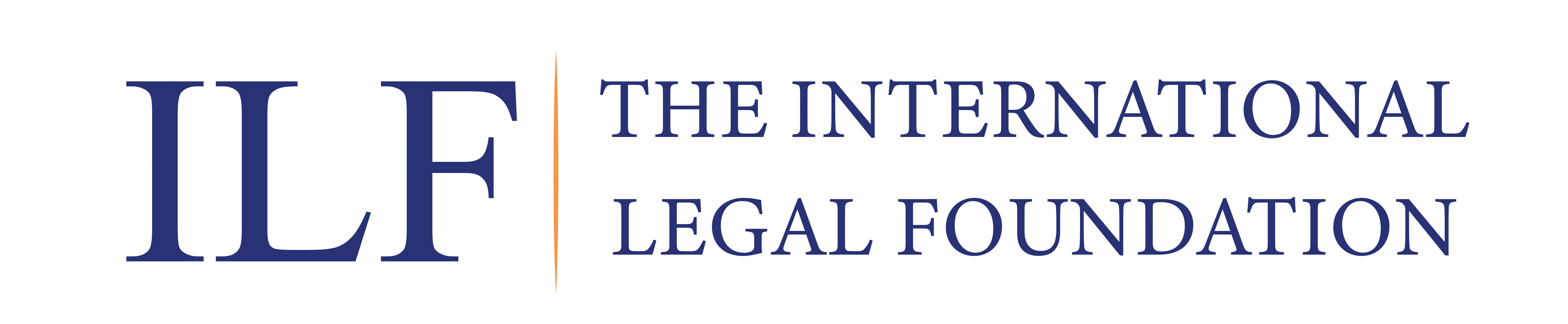 The International legal Foundation text next to ILF and a yellow line.