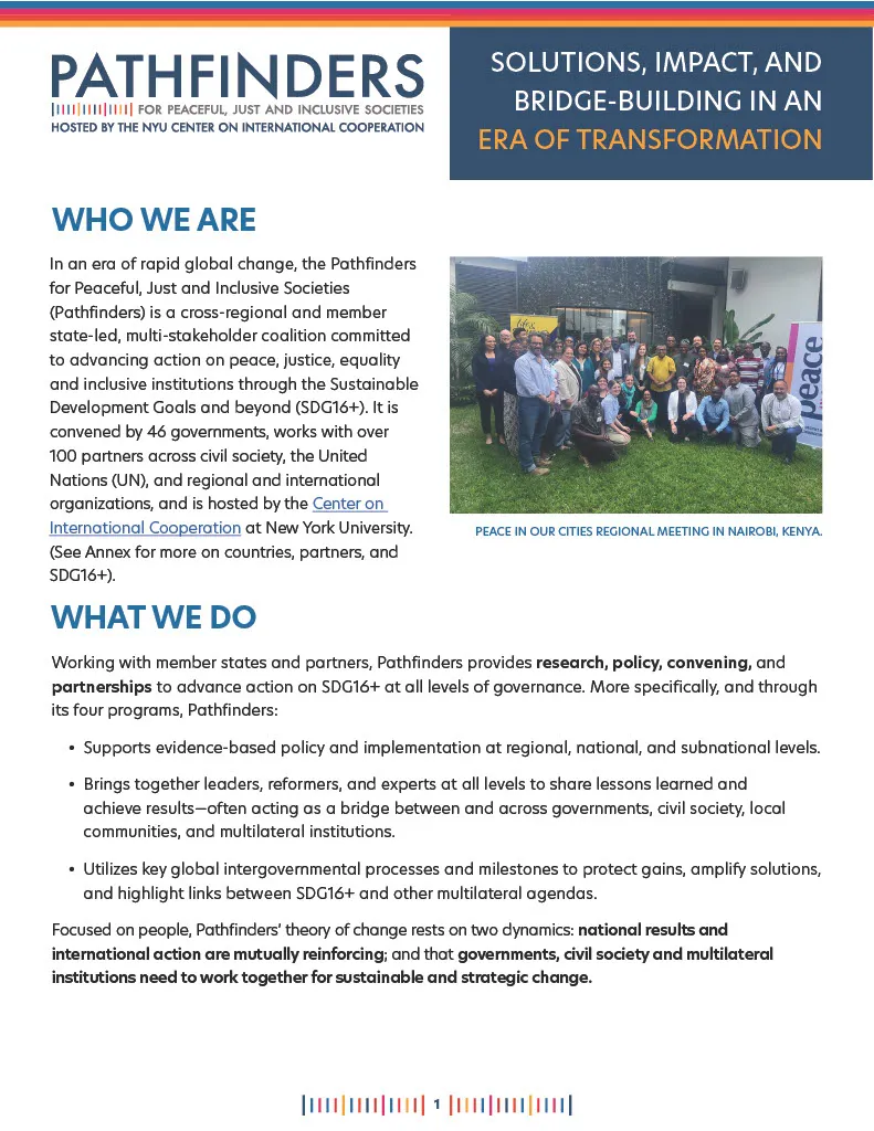 Front page of Pathfinders Brochure