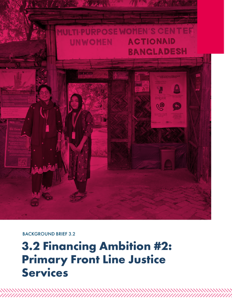 Front page of Justice Financing Framework: Background Brief 3.2