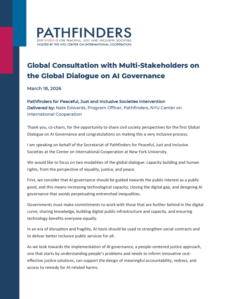 Front page of Global Multi-Stakeholder Consultation for the Global Dialogue on AI Governance