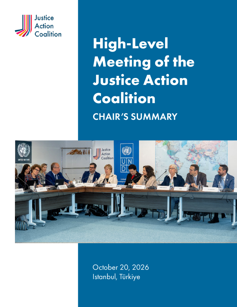 Front page of 2026 High-Level Meeting of the Justice Action Coalition: Chair's Summary